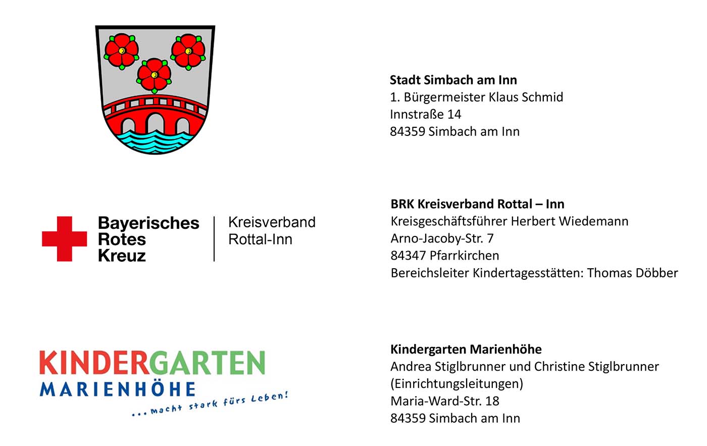 Trägerschaft des Kindergarten Marienhöhe in Simbach am Inn, BRK-Kreisverband Rottal-Inn